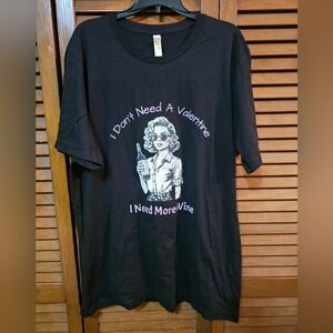 Black Graphic Valentine T-Shirt with Wine Theme